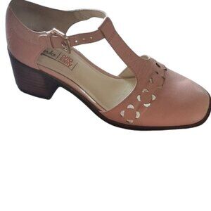 Clarks Orla Kiely Bibi Pink Leather Mary-Jane T strap Womens shoes -Rare Size 7